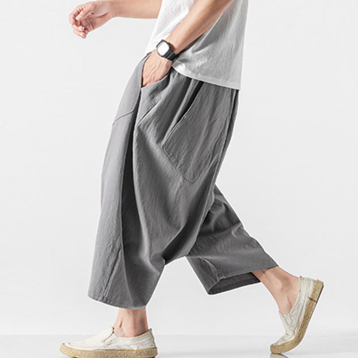 Pantalones anchos de Buddha Stones y algodón con bolsillos y diseño informal de entrepierna baja con cordón ajustable para hombre, talla 7-8 - image 21