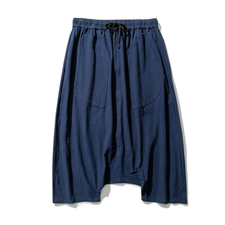 Pantalones anchos de Buddha Stones y algodón con bolsillos y diseño informal de entrepierna baja con cordón ajustable para hombre, talla 7-8 - image 9