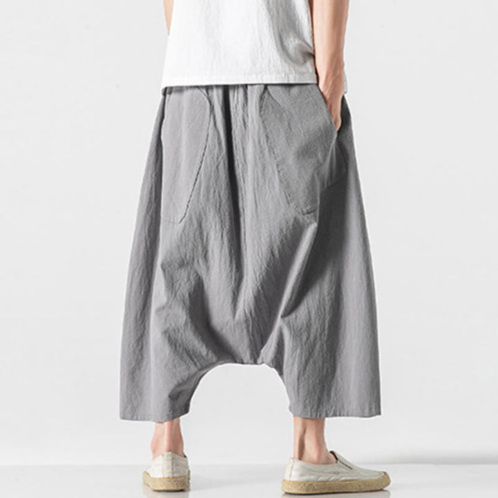 Pantalones anchos de Buddha Stones y algodón con bolsillos y diseño informal de entrepierna baja con cordón ajustable para hombre, talla 7-8 - image 24