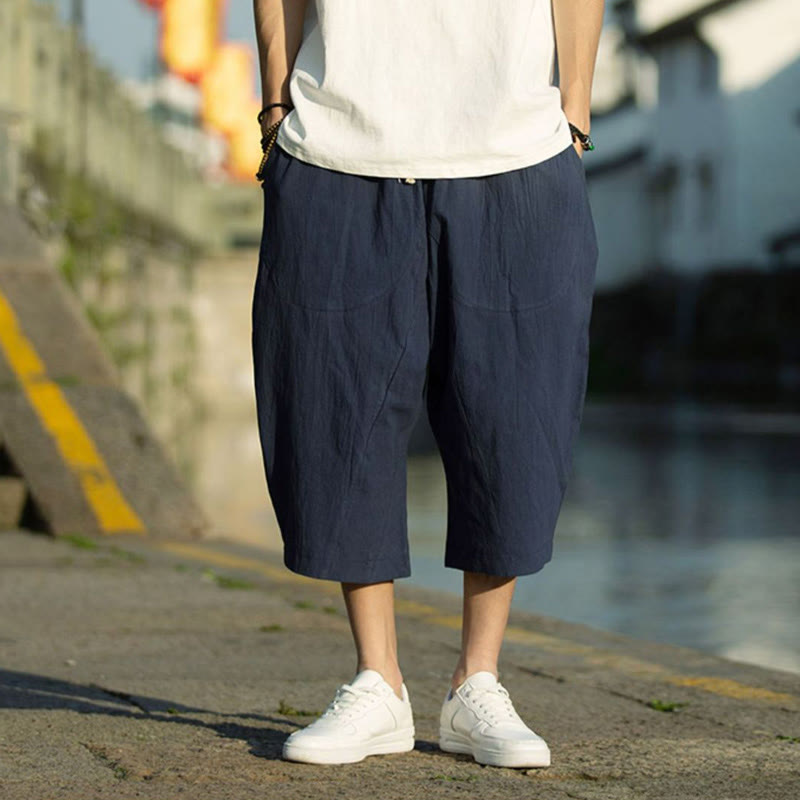Pantalones de hombre Buddha Stones Summer Plain Pleat Design con cordón ajustable, largo 7-8 y bolsillos. - image 12