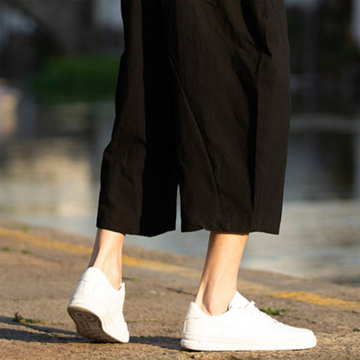 Pantalones de lino y algodón con diseño plisado de Buddha Stones para hombre, de verano, con cordón ajustable, de largo 7-8 y bolsillos - image 10