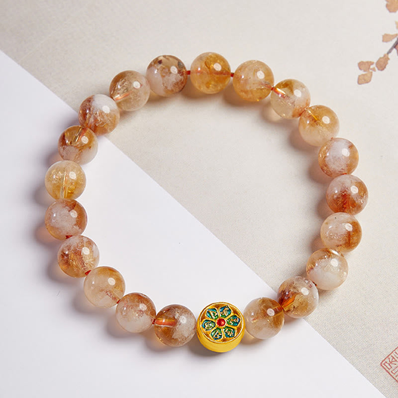 Pulsera de protección de citrino Om Mani Padme Hum de plata de ley 999 con Buddha Stones - image 3