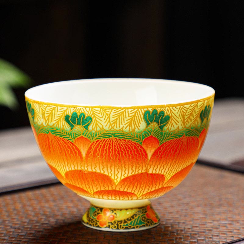 Tazas de té de flor de taza de té de cerámica de loto de Buddha Stones 100ml