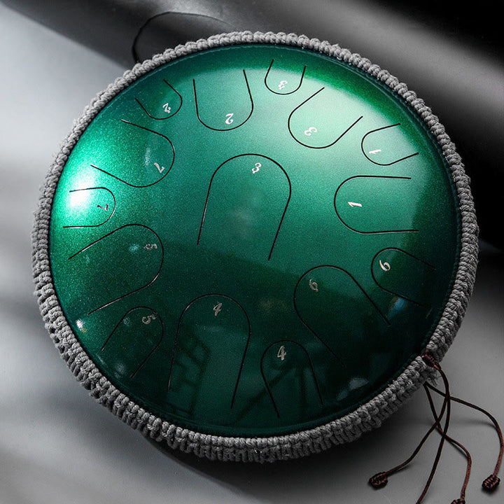 Tambor de lengüeta de acero Buddha Stones, sanación sonora, meditación consciente, batería de 15 notas, instrumento de percusión de 14 pulgadas - image 1