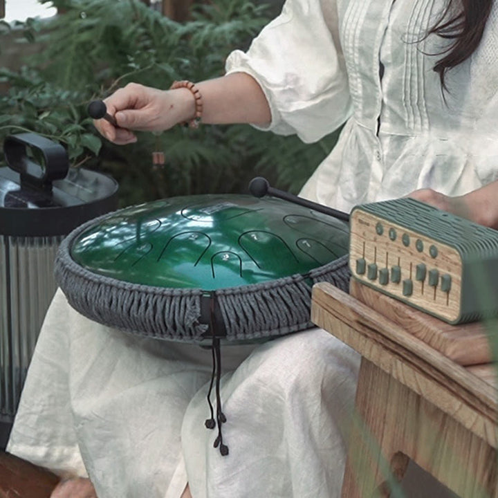 Tambor de lengüeta de acero Buddha Stones, sanación sonora, meditación consciente, batería de 15 notas, instrumento de percusión de 14 pulgadas - image 4