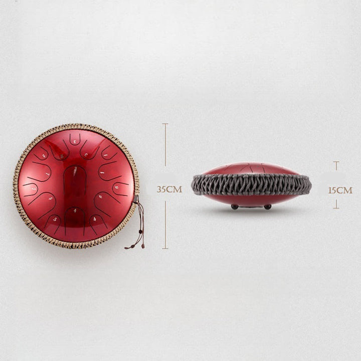 Tambor de lengüeta de acero Buddha Stones, sanación sonora, meditación consciente, batería de 15 notas, instrumento de percusión de 14 pulgadas - image 12