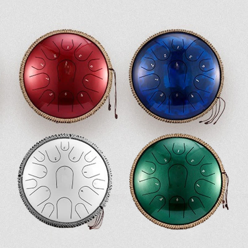 Tambor de lengüeta de acero Buddha Stones, sanación sonora, meditación consciente, batería de 15 notas, instrumento de percusión de 14 pulgadas - image 14