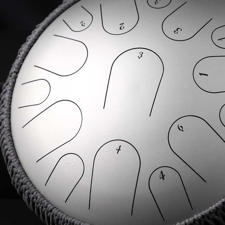 Tambor de lengüeta de acero Buddha Stones, sanación sonora, meditación consciente, batería de 15 notas, instrumento de percusión de 14 pulgadas - image 9