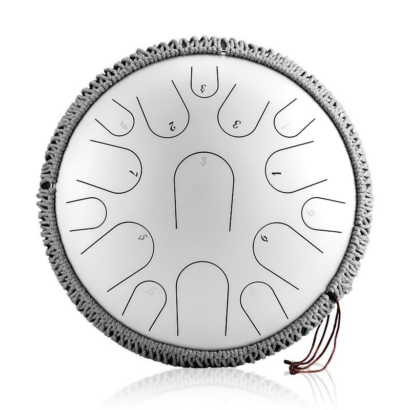 Tambor de lengüeta de acero Buddha Stones, sanación sonora, meditación consciente, batería de 15 notas, instrumento de percusión de 14 pulgadas