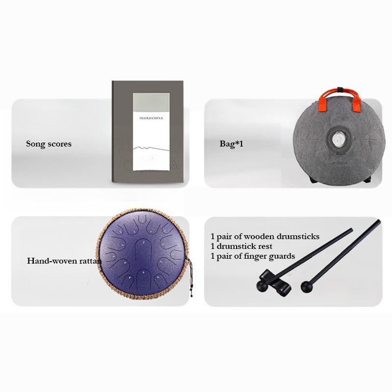 Tambor de lengüeta de acero Buddha Stones, sanación sonora, meditación consciente, batería de 15 notas, instrumento de percusión de 14 pulgadas - image 7