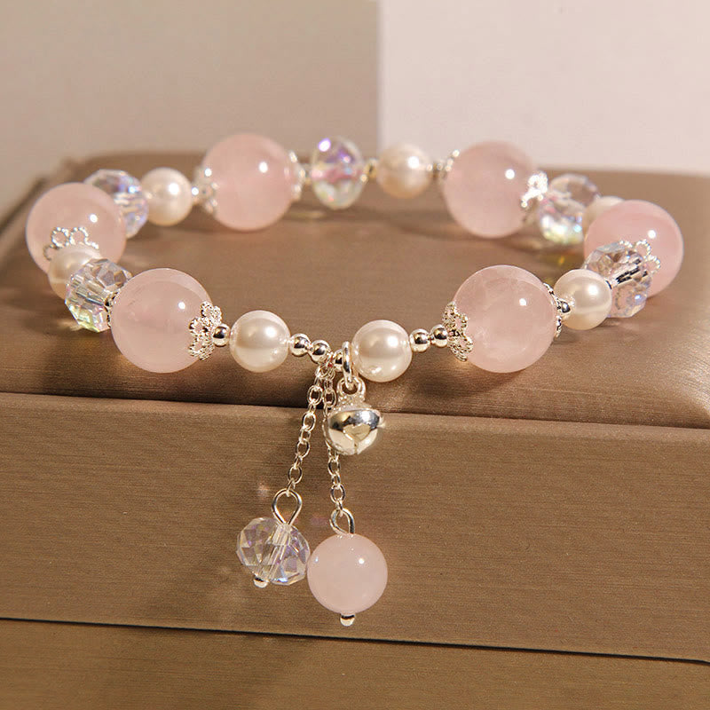 Pulsera de autoaceptación con perlas de cristal rosa natural de Buddha Stones - Cristal rosa (circunferencia de la muñeca: 14-16 cm) - image 0