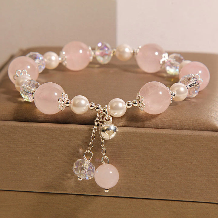 Pulsera de autoaceptación con perlas de cristal rosa natural de Buddha Stones - Cristal rosa (circunferencia de la muñeca: 14-16 cm) - image 0