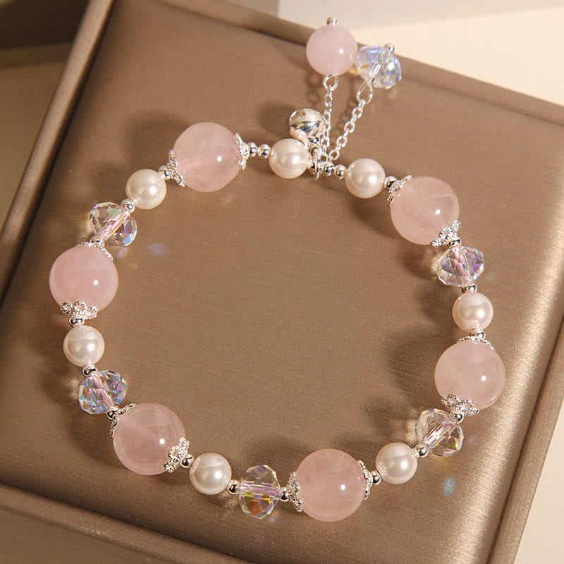 Pulsera de autoaceptación con perlas de cristal rosa natural de Buddha Stones