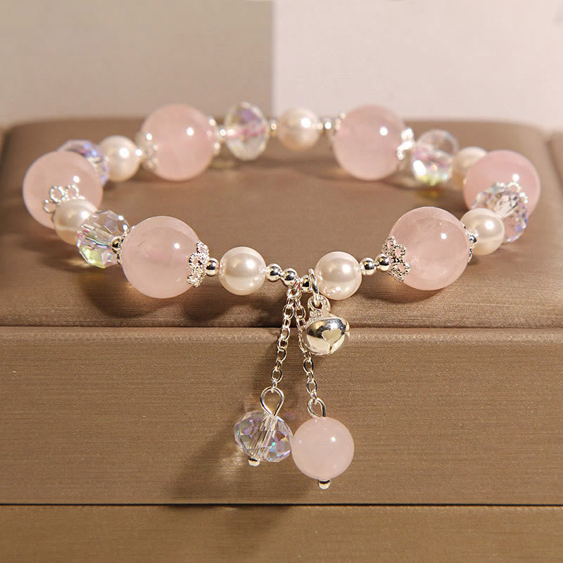 Pulsera de autoaceptación con perlas de cristal rosa natural de Buddha Stones