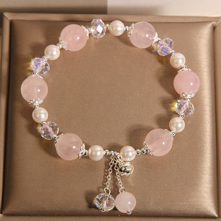 Pulsera de autoaceptación con perlas de cristal rosa natural de Buddha Stones - image 1