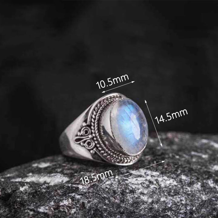 Anillo ajustable curativo de piedra lunar natural hecho a mano en plata de ley 925 con Buddha Stones - image 9