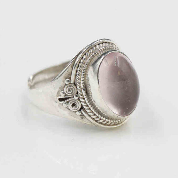Anillo ajustable de energía amorosa de cuarzo rosa natural hecho a mano en plata de ley 925 con Buddha Stones - image 14