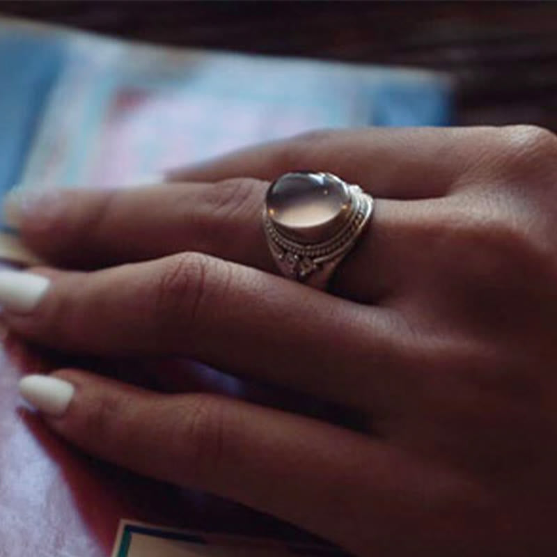 Anillo ajustable de energía amorosa de cuarzo rosa natural hecho a mano en plata de ley 925 con Buddha Stones - image 9