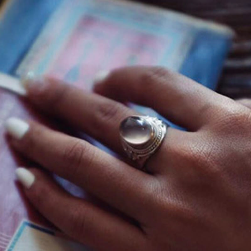 Anillo ajustable de energía amorosa de cuarzo rosa natural hecho a mano en plata de ley 925 con Buddha Stones - image 11