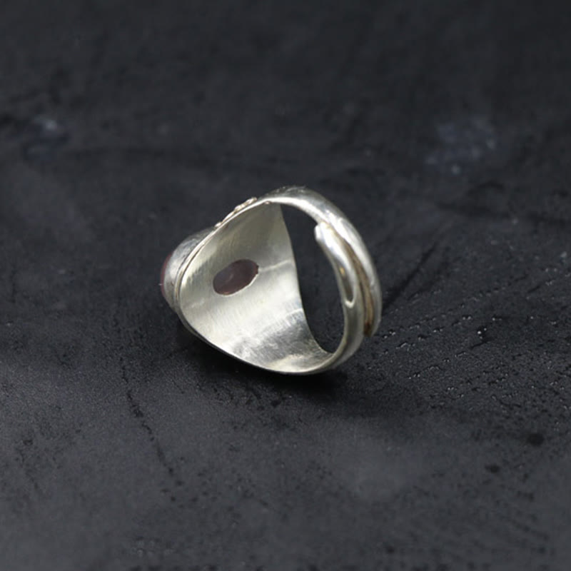 Anillo ajustable de energía amorosa de cuarzo rosa natural hecho a mano en plata de ley 925 con Buddha Stones - image 3