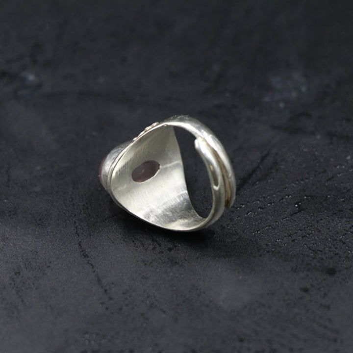 Anillo ajustable de energía amorosa de cuarzo rosa natural hecho a mano en plata de ley 925 con Buddha Stones - image 3