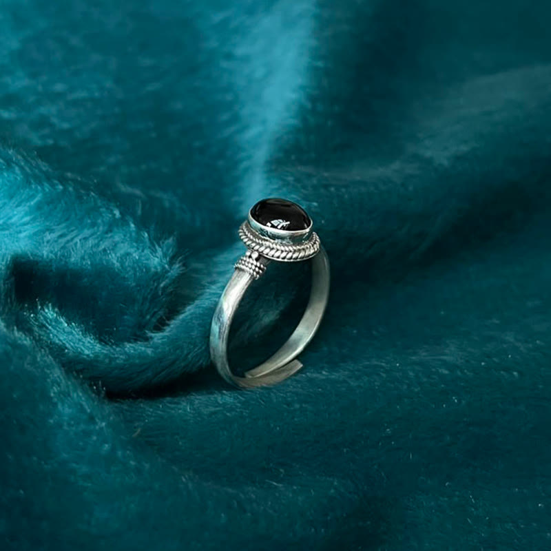 Anillo ajustable de la fortuna con Buddha Stones en plata de ley 925, hecho a mano, de ónix negro - image 3