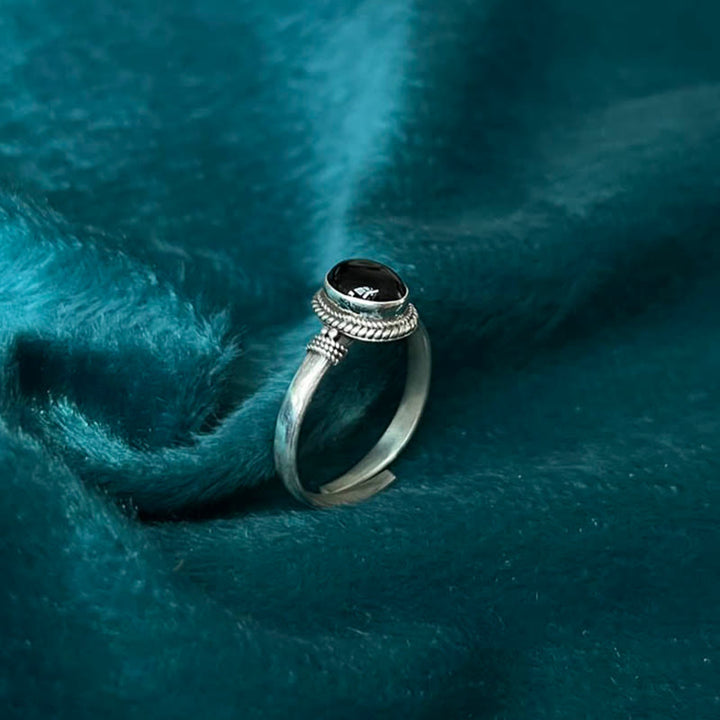 Anillo ajustable de la fortuna con Buddha Stones en plata de ley 925, hecho a mano, de ónix negro - image 3