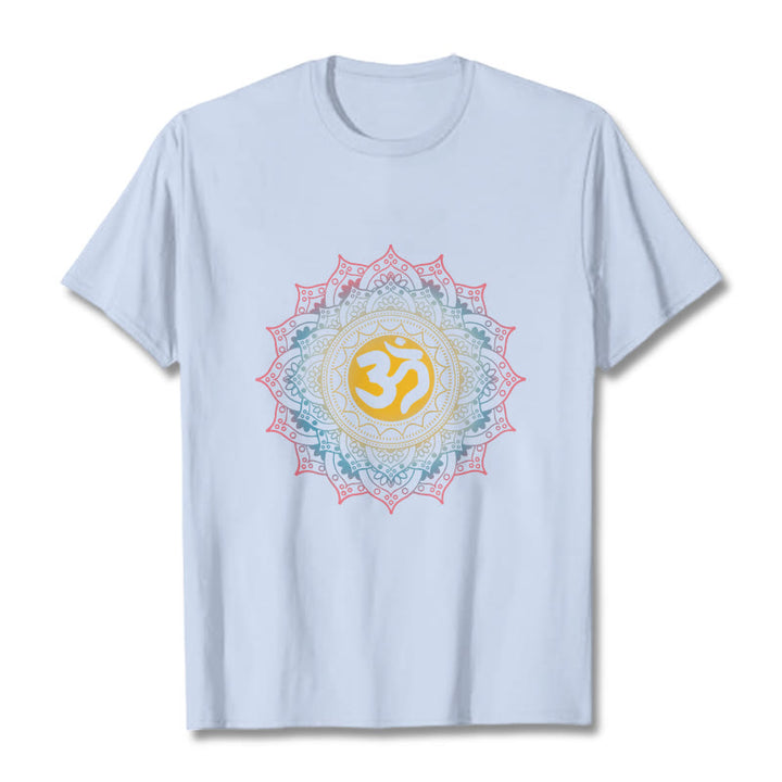 Camiseta con estampado OM de mandala con degradado de color y Buddha Stones - Cian claro - 2XL - image 18