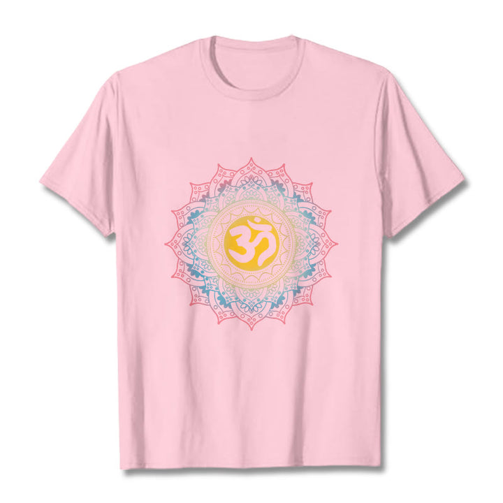 Camiseta con estampado OM de mandala con degradado de color y Buddha Stones - rosa claro - 2XL - image 12