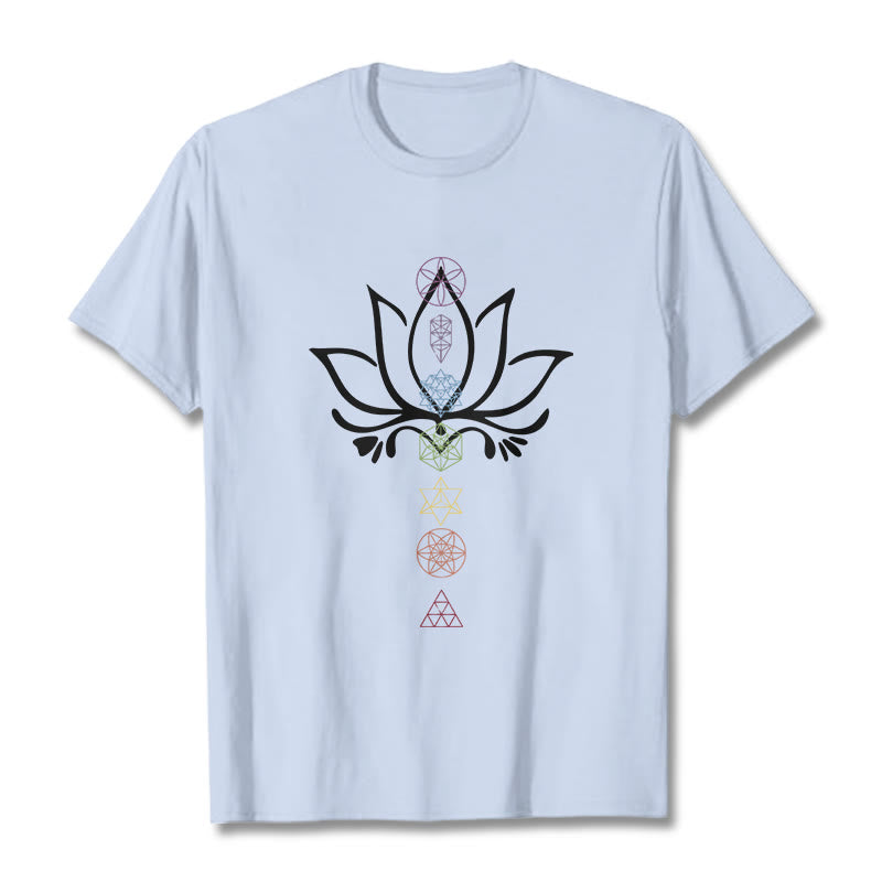 Camiseta de geometría sagrada con Buddha Stones y loto - Cian claro - 2XL - image 19