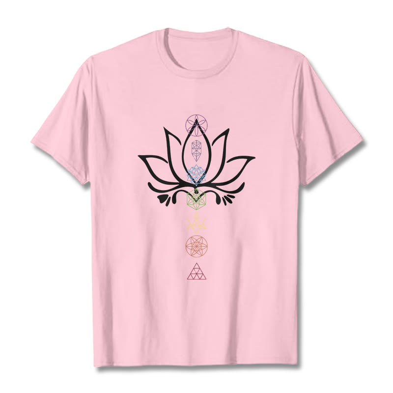Camiseta de geometría sagrada con Buddha Stones y loto - rosa claro - 2XL - image 12