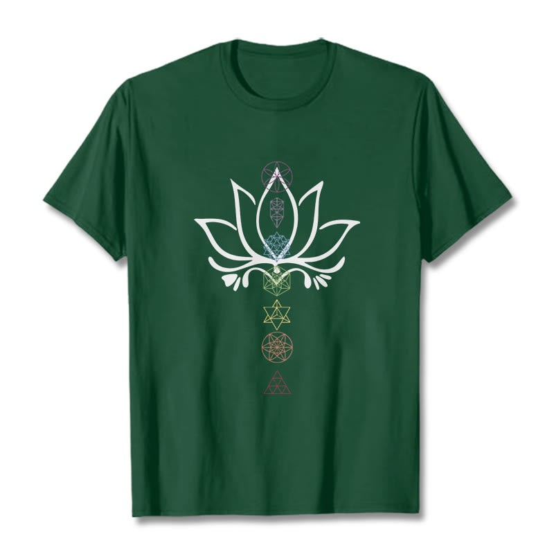 Camiseta de geometría sagrada con Buddha Stones y loto - Verde bosque - 2XL - image 11