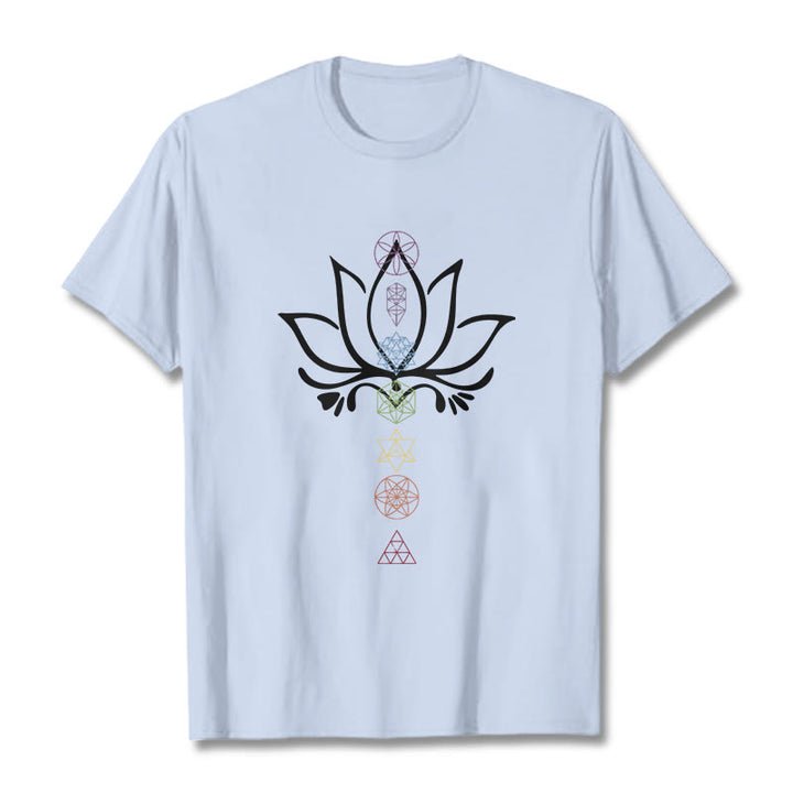 Camiseta de geometría sagrada con Buddha Stones y loto - Cian claro - 2XL - image 18