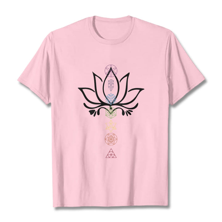 Camiseta de geometría sagrada con Buddha Stones y loto - Rosa claro - 2XL - image 13