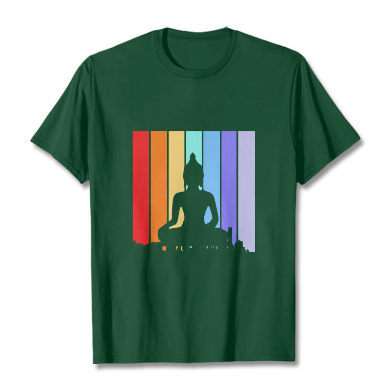 Camiseta arcoíris de Buddha Stones de meditación de Buda - Verde bosque - 2XL - image 10
