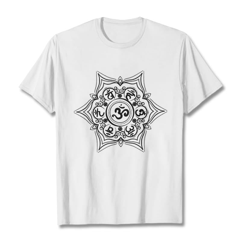 Camiseta con diseño de mandala de Buddha Stones Om Mani Padme Hum - Blanco - 2XL - image 8