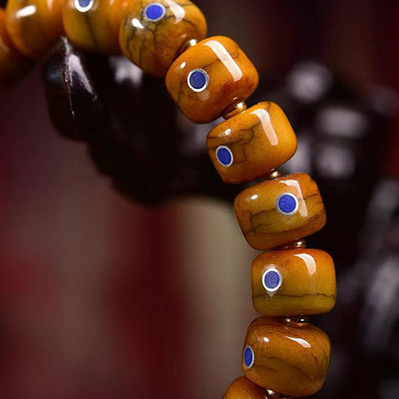 Pulsera de cuerda trenzada con cuentas de hueso tibetano vintage de Buddha Stones , lazurita y lapislázuli - image 5