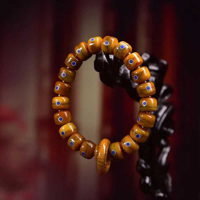 Pulsera de cuerda trenzada con cuentas de hueso tibetano vintage de Buddha Stones , lazurita y lapislázuli - image 3