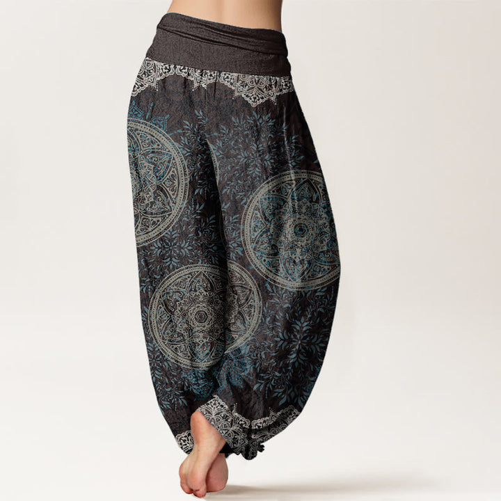 Pantalones harén de algodón puro con estampado de mandalas y Buddha Stones para mujer, con cintura elástica - image 2