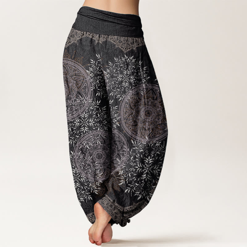 Pantalones harén de algodón puro con estampado de mandalas y Buddha Stones para mujer, con cintura elástica - image 10