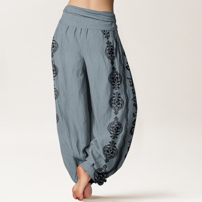 Pantalones harén de algodón puro con diseño de mandala Om Mani Padme Hum y Buddha Stones para mujer con cintura elástica - image 10