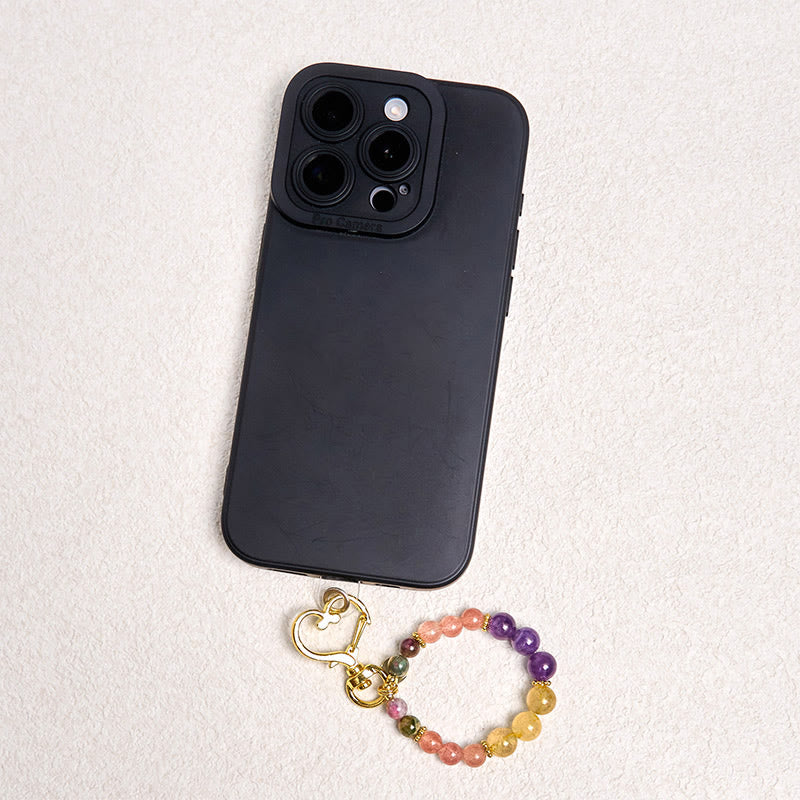 Llavero colgante con cuentas de cuarzo fresa natural, amatista y citrino de Buddha Stones