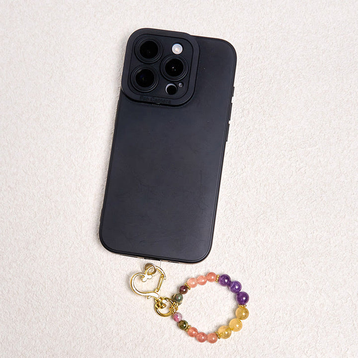 Llavero colgante con cuentas de cuarzo fresa natural, amatista y citrino de Buddha Stones