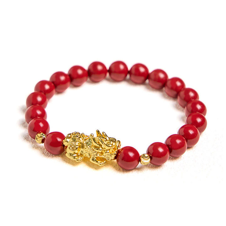 Pulsera PiXiu de cinabrio con Buddha Stones y bendición de la calma