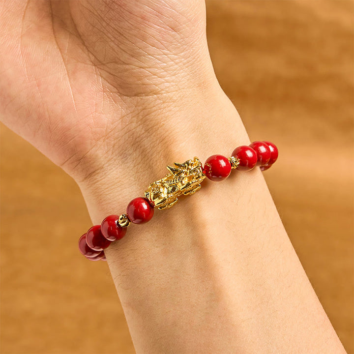 Pulsera PiXiu de cinabrio con Buddha Stones y bendición de la calma