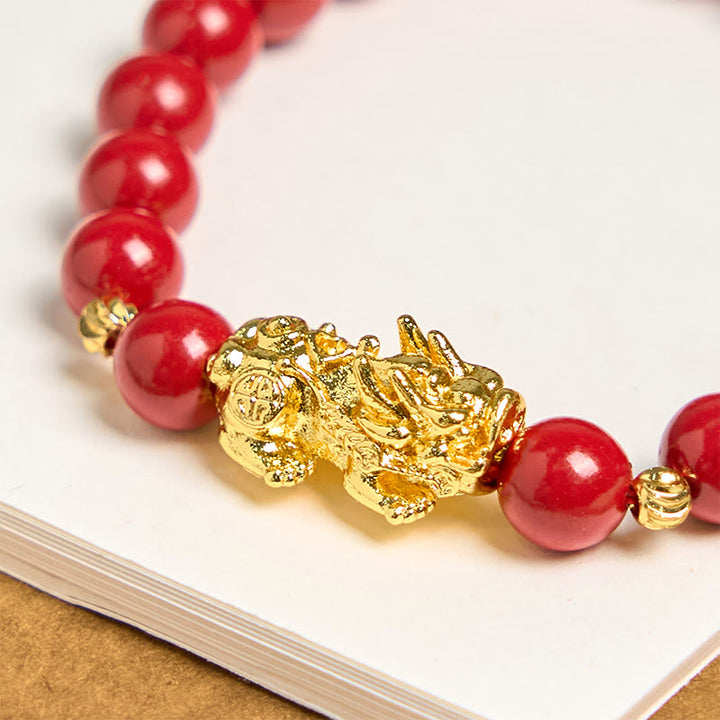 Pulsera PiXiu de cinabrio con Buddha Stones y bendición de la calma