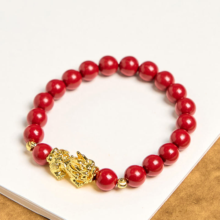 Pulsera PiXiu de cinabrio con Buddha Stones y bendición de la calma