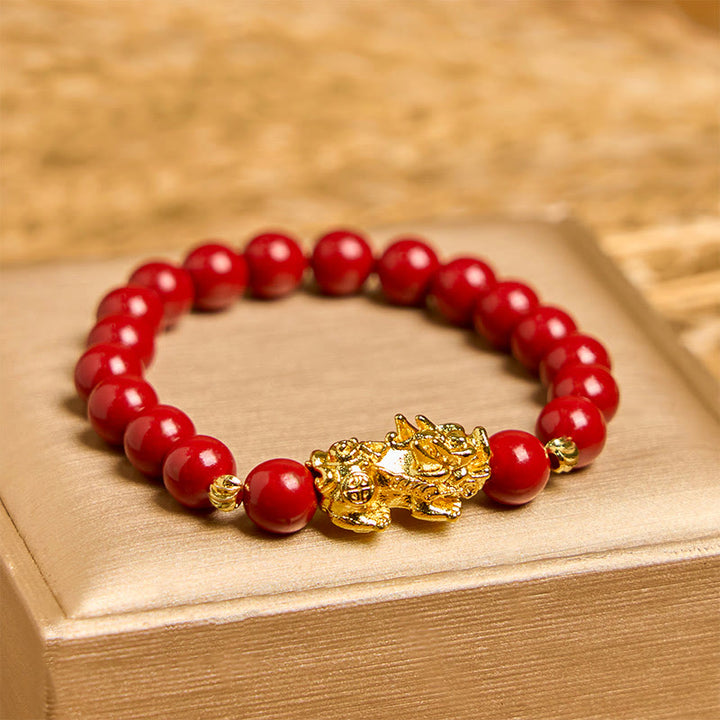 Pulsera PiXiu de cinabrio con Buddha Stones y bendición de la calma