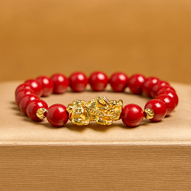 Pulsera PiXiu de cinabrio con Buddha Stones y bendición de la calma