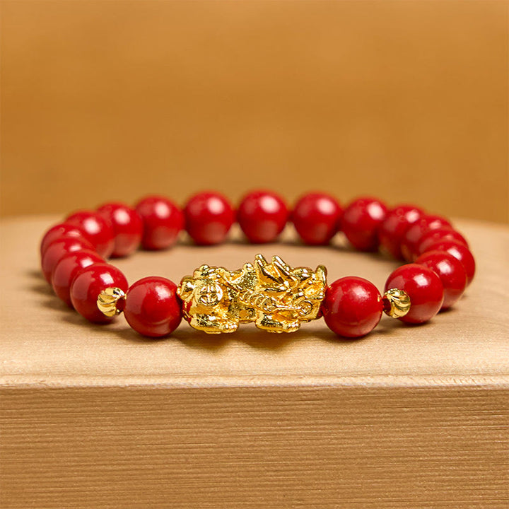 Pulsera PiXiu de cinabrio con Buddha Stones y bendición de la calma